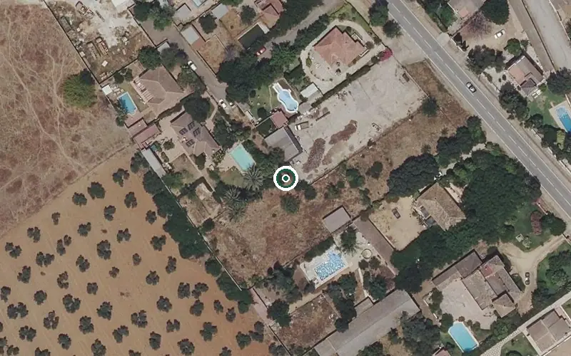 Vista aérea de la ubicación de Centro Residencial La Rosaleda