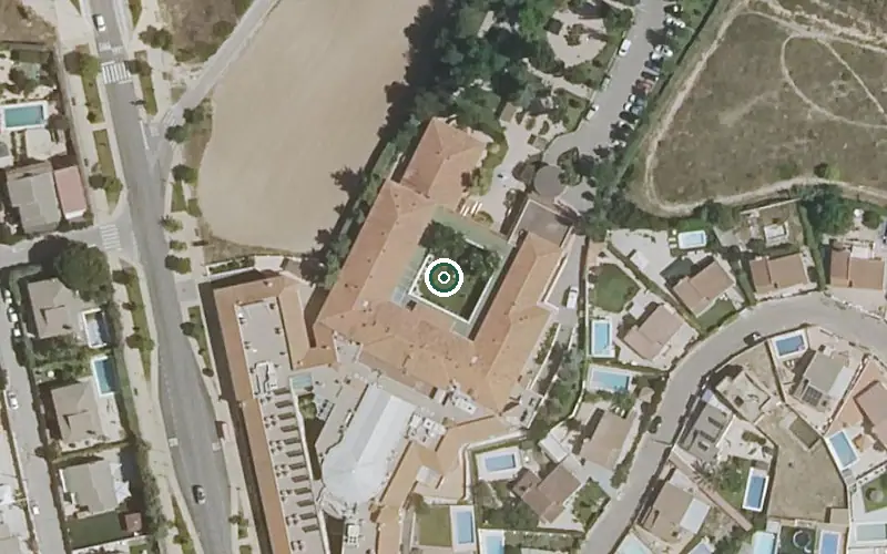 Vista aérea de la ubicación de Residencia San Juan de Dios (El Álamo)