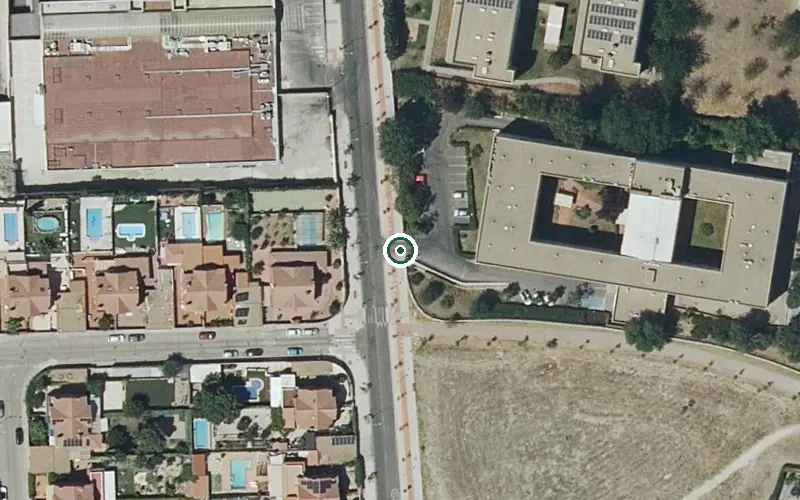 Vista aérea de la ubicación de Centro de Día Parque Coslada en Coslada