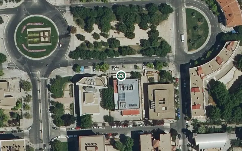 Vista aérea de la ubicación de Centro de Día Municipal Miguel Delibes Cognitivo