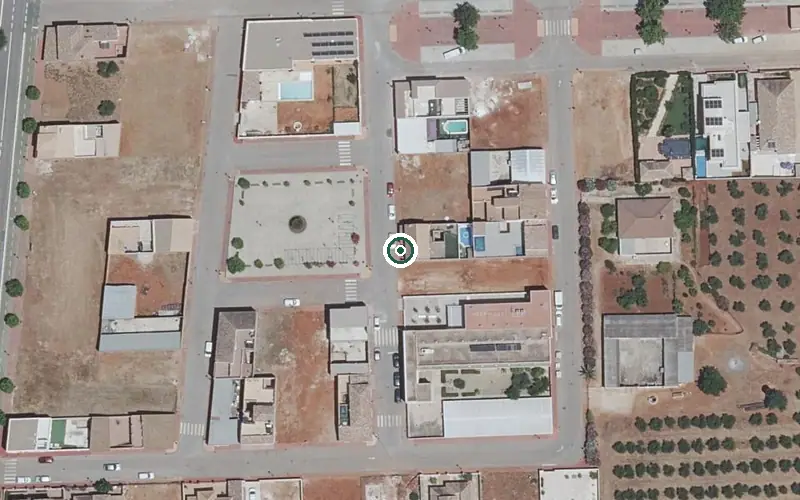 Vista aérea de la ubicación de Centro Residencial para Mayores San Joaquín y Santa Ana