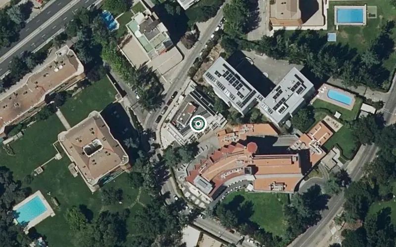 Vista aérea de la ubicación de Residencia Grupo 5 Puerta de Hierro