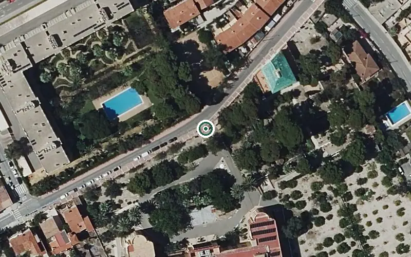 Vista aérea de la ubicación de Centro Residencial para P. Mayores Pensionistas Ferroviarios San Juan
