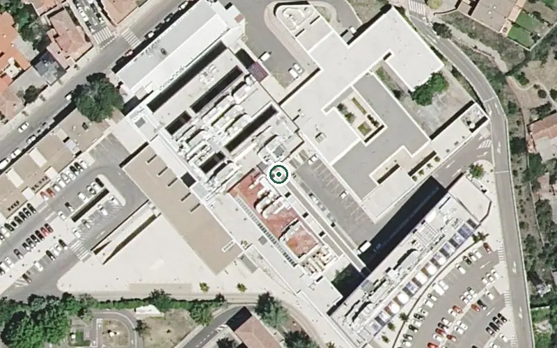 Vista aérea de la ubicación de Centro de Día para Enfermos de Alzheimer Ciudad Jardin