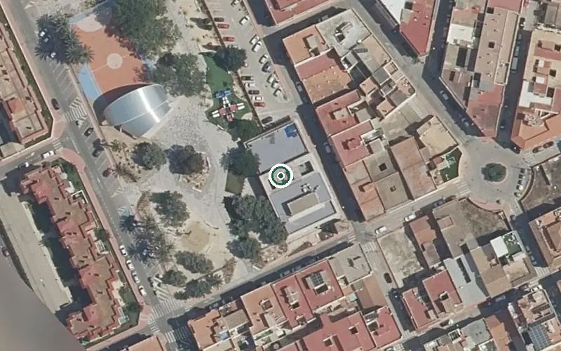 Vista aérea de la ubicación de Centro de Estancias Diurnas Stgo. de la