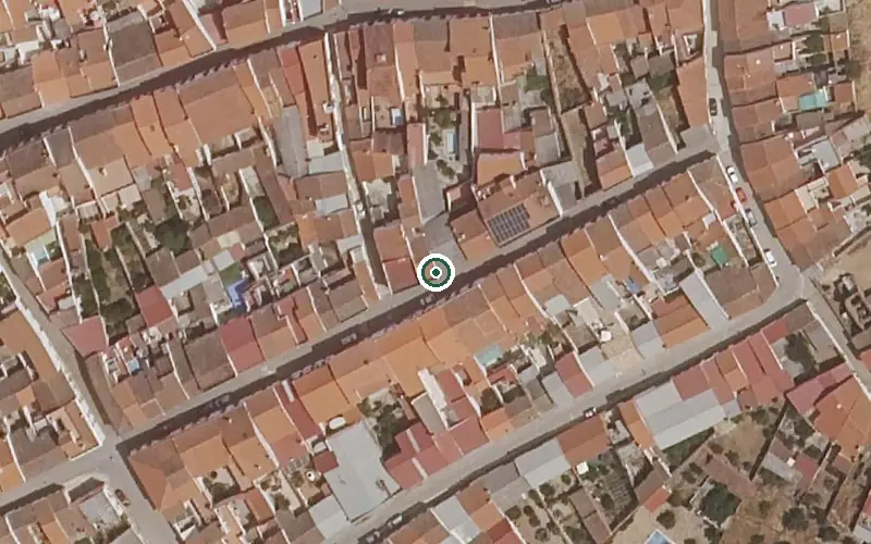 Vista aérea de la ubicación de Hogar Club Pisos Tutelados de Puebla del Maestre