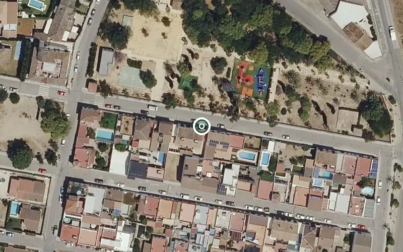 Vista aérea de la ubicación de Centro Residencial para Mayores San Francisco Javier