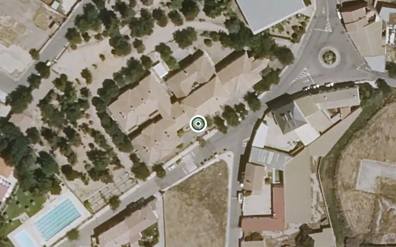 Vista aérea de la ubicación de Residencia de Mayores Municipal San Joaquín y Santa Ana