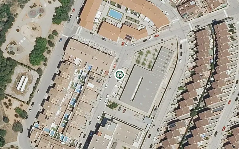 Vista aérea de la ubicación de Centro de Día para Personas Mayores Dependientes de Requena