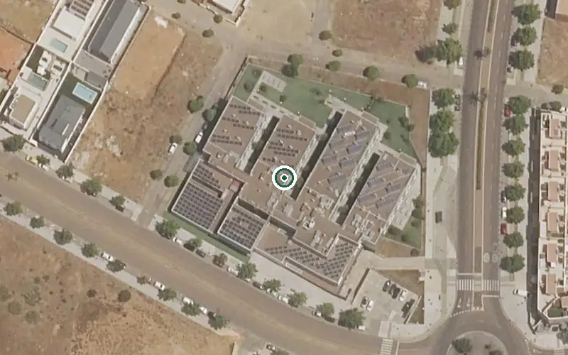 Vista aérea de la ubicación de Casaverde, Centro de Rehabilitación Neurológica de Extremadura