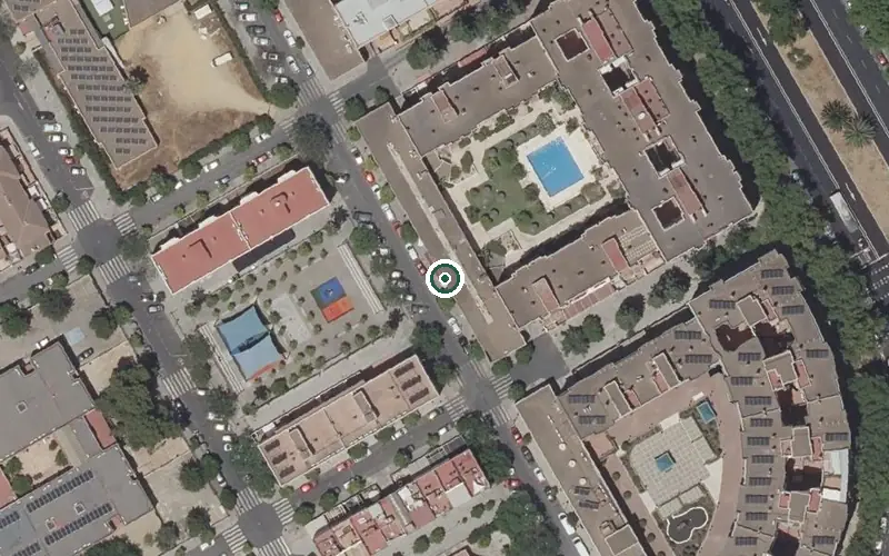 Vista aérea de la ubicación de Centro de Día para Mayores Cuidantia Sevilla