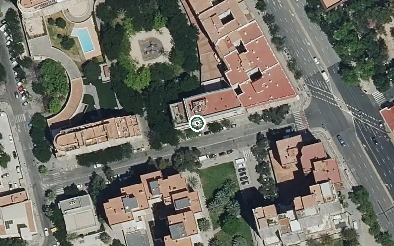 Vista aérea de la ubicación de Centro de Día para Personas Mayores Dependientes Centro Geriátrico San Juan